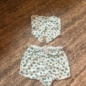 Kids Floral Print Shorts Set